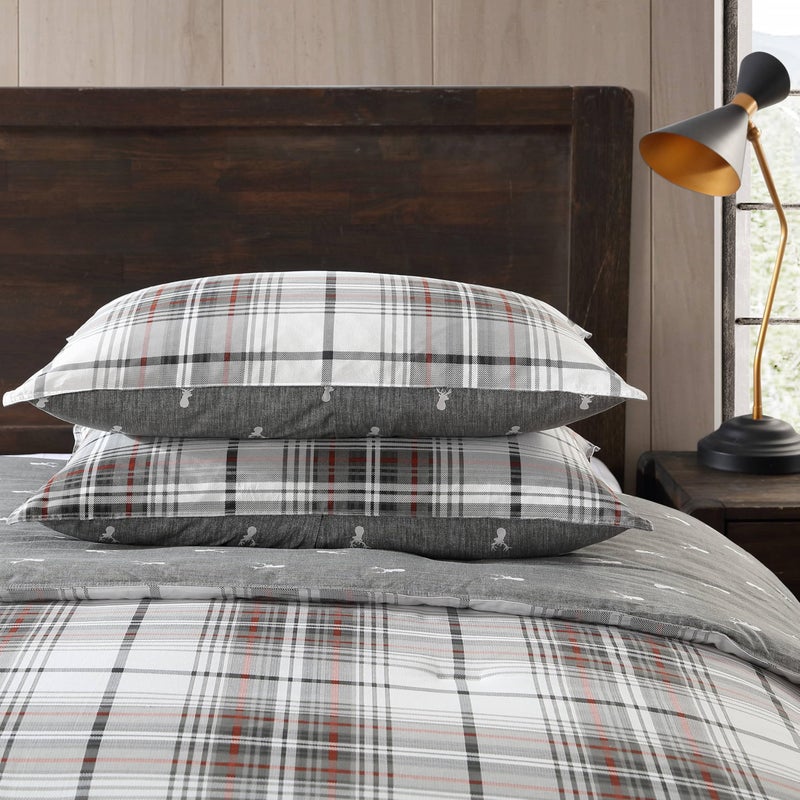 Eddie Bauer - King Comforter Set, Reversible Cotton Bedding with Matching Shams, Plaid Home Decor (Alder Red/Grey, King) - Image 4
